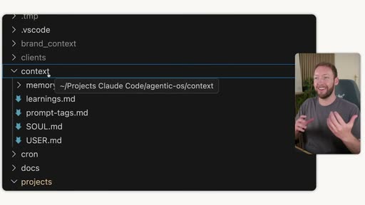 VS Code: context/ folder — SOUL.md, USER.md, learnings.md, prompt-tags.md, memory/ subfolder