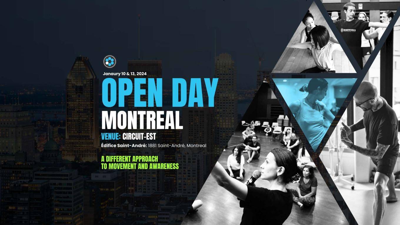 Montreal Open Day event poster with cityscape.